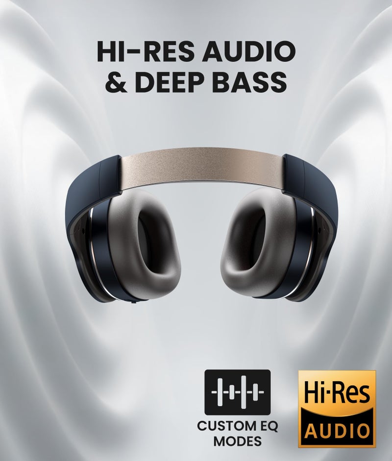 Cleer Enduro ANC Noise Cancelling Over the Ear Bluetooth Headphones with Mic, 60 Hrs Playtime, Noise Canceling, Ambient EQ Modes, Hi-Res Audio, Deep Bass, Multi-Point Connect, Bluetooth 5.0, Dark Navy - Image 2